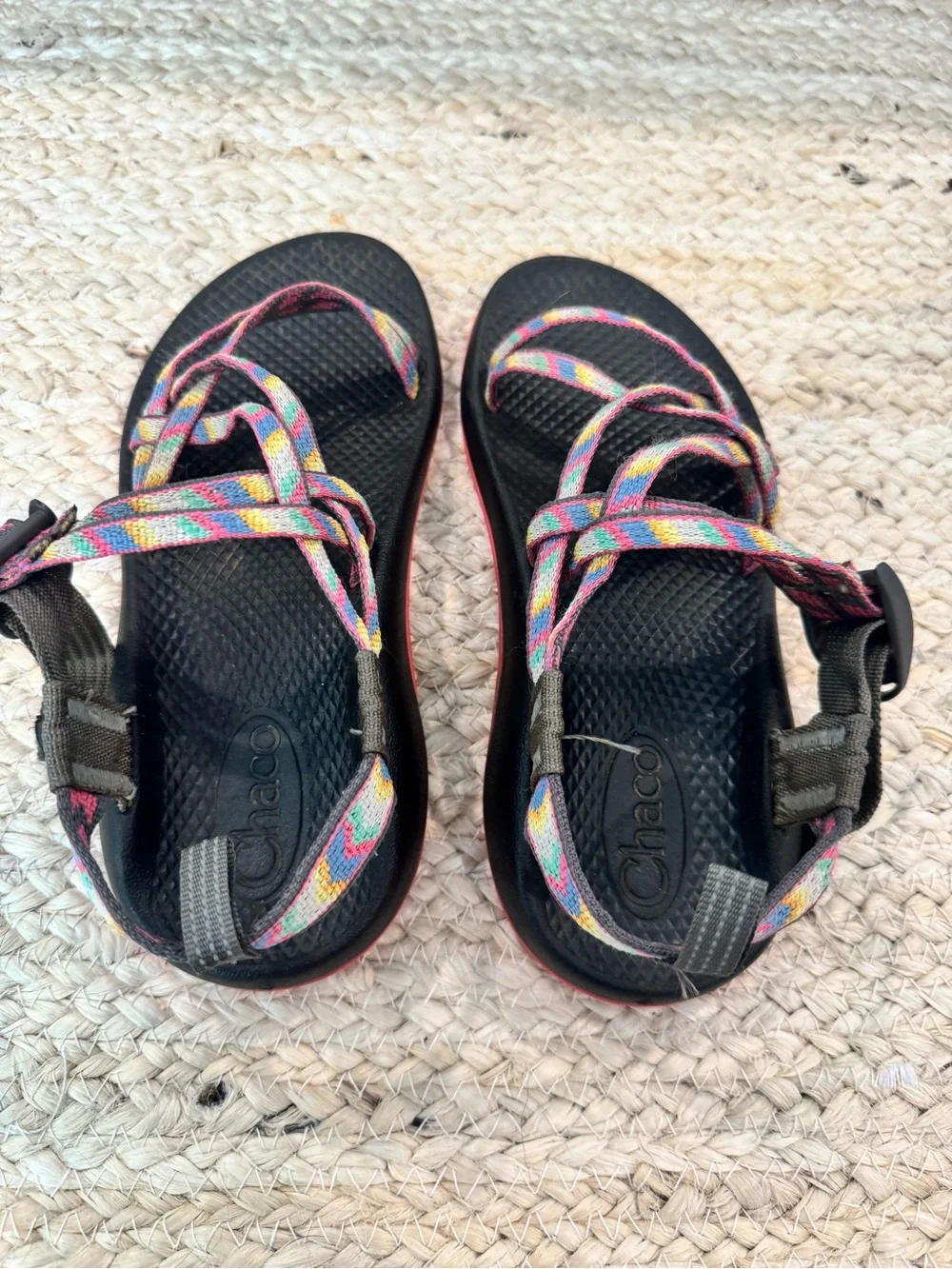 Chaco Kids Multicolor Strappy Water Shoes with Black Footbed